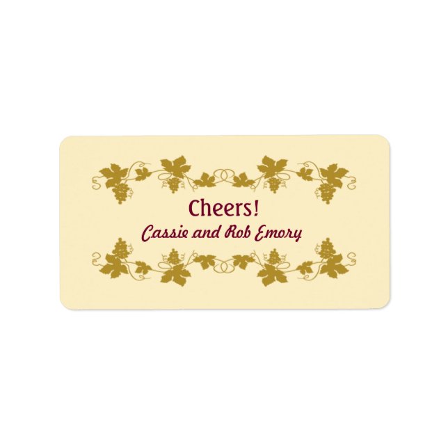 Etiquetas de vinho de uvas personalizadas (Frente)