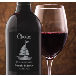 Etiquetas De Vinho Náutico De Casamento De Prata