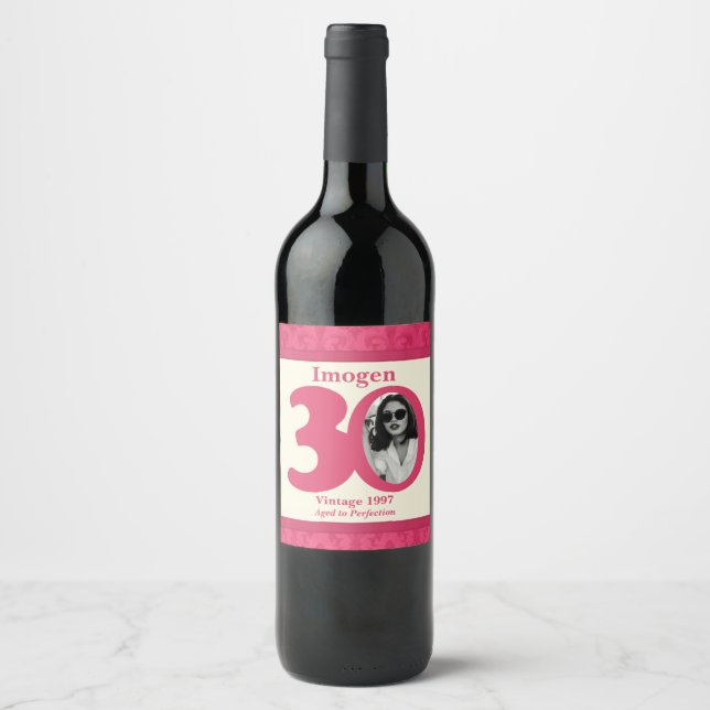 Etiquetas de vinho personalizadas com aniversário  (Frente)