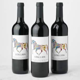 Etiquetas de Vinho Personalizadas de Arte de Caval