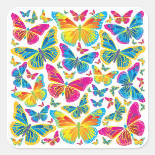 Etiquetas decorativas das borboletas coloridas