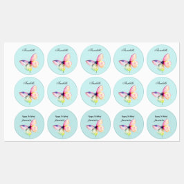 Etiquetas Delicar borboleta rosa nas cores do cotovelo paste