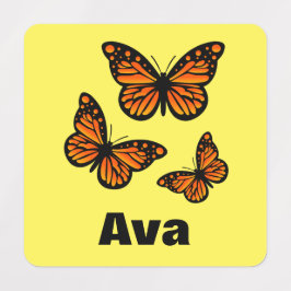 Etiquetas Design de borboleta monarca - Vestuário quadrado p