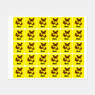 Etiquetas Design de borboleta monarca - Vestuário quadrado p