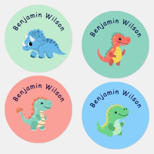 Etiquetas Dinossauro Fofo Nome Personalizado das Crianças
