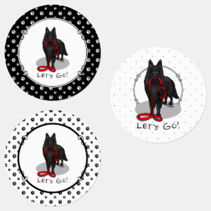 Etiquetas Divertido Vamos Lá! Passear Cão de Pastor Belga (p