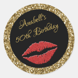 Etiquetas do aniversário dos lábios vermelhos