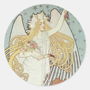 Etiquetas do anjo de Nouveau da arte