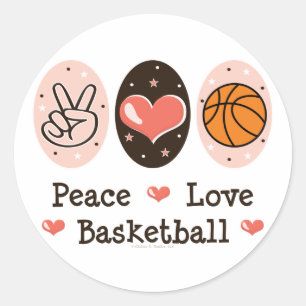Etiquetas do basquetebol do amor da paz