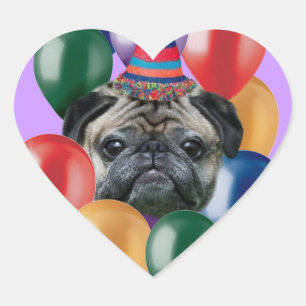 Etiquetas do cão do pug do feliz aniversario