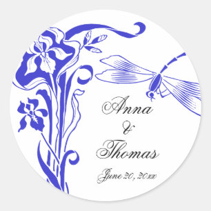 Etiquetas do casamento dos azuis marinhos da íris