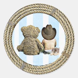 Etiquetas do chá de fraldas do vaqueiro e do urso