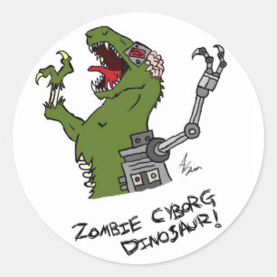 Etiquetas do dinossauro do Cyborg do zombi