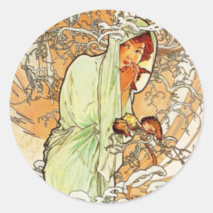 Etiquetas do inverno de Alpohnse Mucha