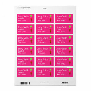 Etiquetas do livro de escola do nome do gelado da