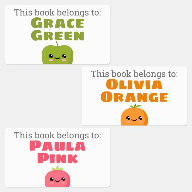 Etiquetas do livro de três crianças Frutas (Grupo)