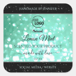 Etiquetas do logotipo Glamorous Teal Sparkle Glitt