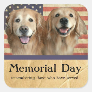 Etiquetas do Memorial Day do golden retriever