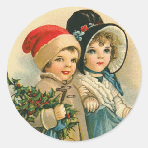 Etiquetas do Natal das crianças do Victorian