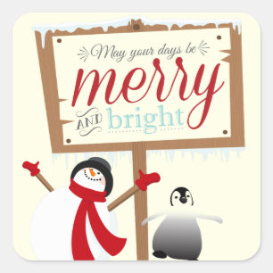 Etiquetas do Natal do boneco de neve e do pinguim