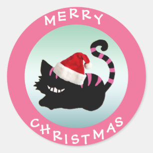 Etiquetas do Natal do rosa do gato de Cheshire