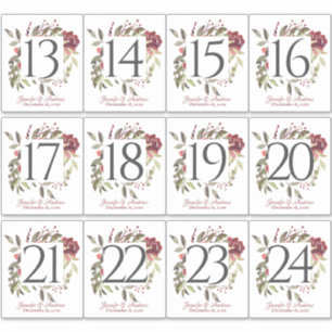 Etiquetas do número da mesa do rosa da floresta