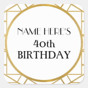 etiquetas do ouro de Gatsby do aniversário do art