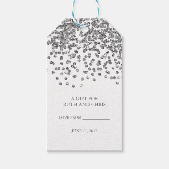 Etiquetas do partido Silver Glitter Confetti (Frente)