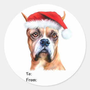 Etiquetas do presente de Natal do Santa Hat Boxer