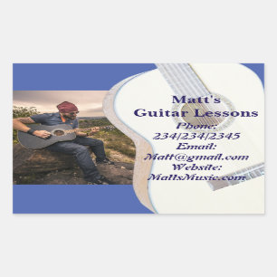 Etiquetas do promocional das lições da guitarra