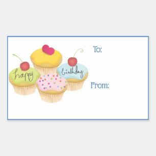 Etiquetas do Tag do presente dos cupcakes do feliz