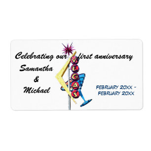 Etiquetas do vinho de Las Vegas do aniversário de