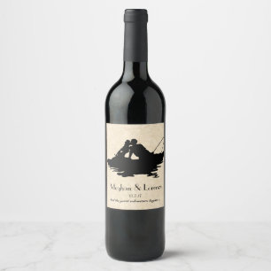 Etiquetas do vinho do barco dos amantes da pesca
