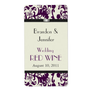Etiquetas do vinho do casamento tema damasco da