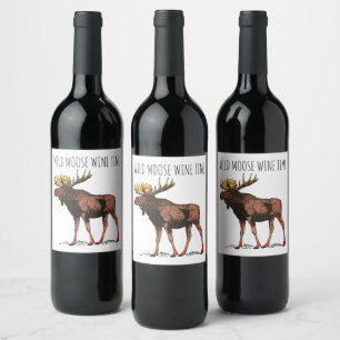 Etiquetas do vinho dos animais selvagens dos alces