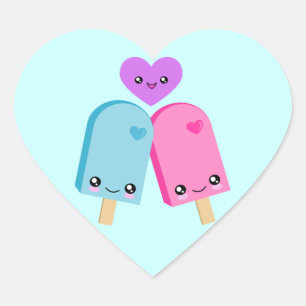 Etiquetas doces do coração de Kawaii do Popsicle
