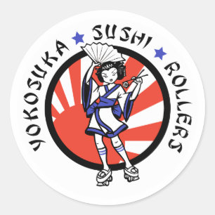 Etiquetas dos rolos do sushi de Yokosuka