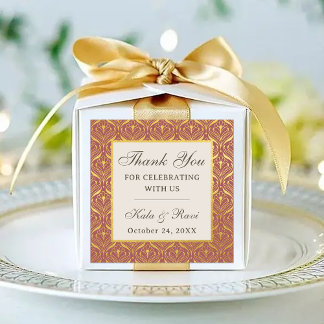 Etiquetas Dourada Art Deco Floral Return Gift Favor
