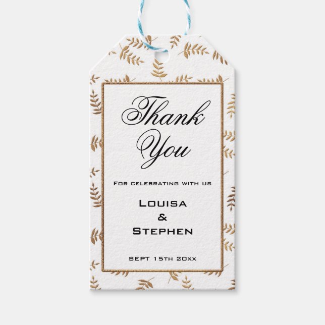 Etiquetas Douradas e brancas de agradecimento (Frente)