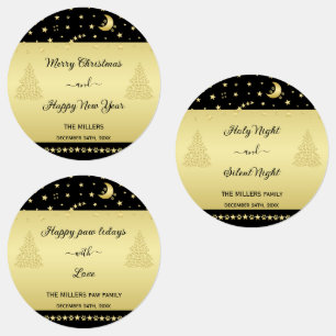 Etiquetas Douradas estrelas brilhantes de Natal, patas em ou
