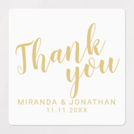 Etiquetas Dourado Casamento de Script Moderno Favorito Obrig