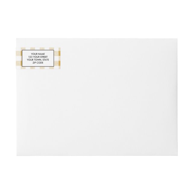 Etiquetas Dourado padrão de Gingham Branco (Frente)