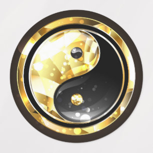 Etiquetas Dourado Yin Yang a preto