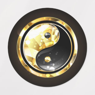 Etiquetas Dourado Yin Yang a preto