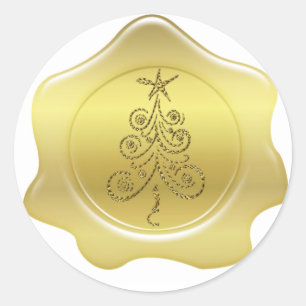 Etiquetas Dourados do selo do Natal da cera