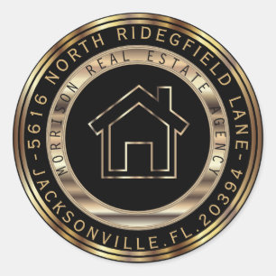 Etiquetas Dourados e pretas do retorno do corretor