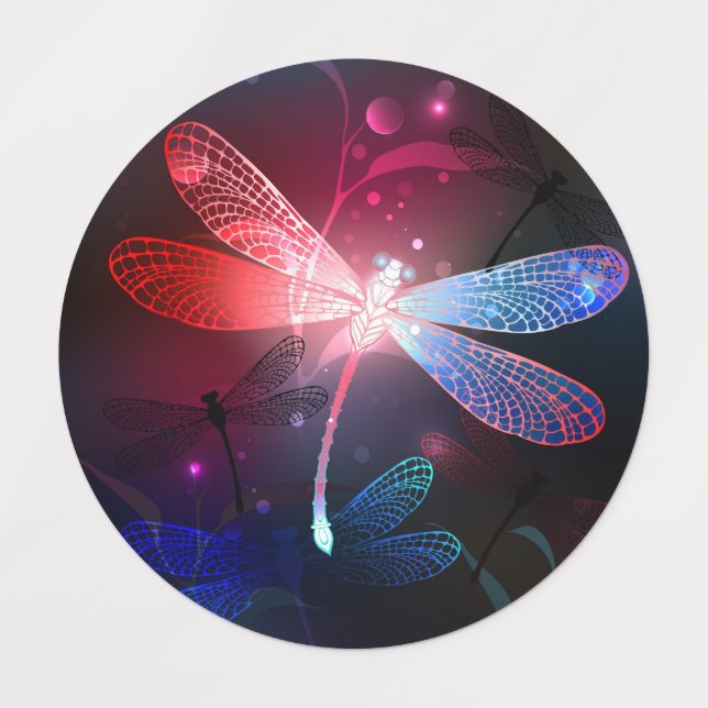 Etiquetas Dragonfly vermelha (Design 1)