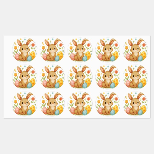 Etiquetas Easter Bunny with Eggs Labels (Folha)