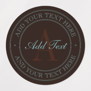 Etiquetas Elegante Castanho Escuro e Monograma Leve