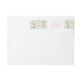 Etiquetas Elegante Floral Rosa Rótulo de Endereço em Script 